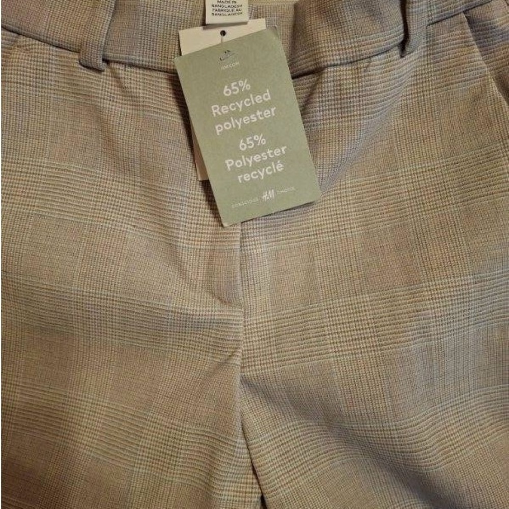 H&M, NWT, Size 2, Beige Plaid Trousers - Picture 6 of 7